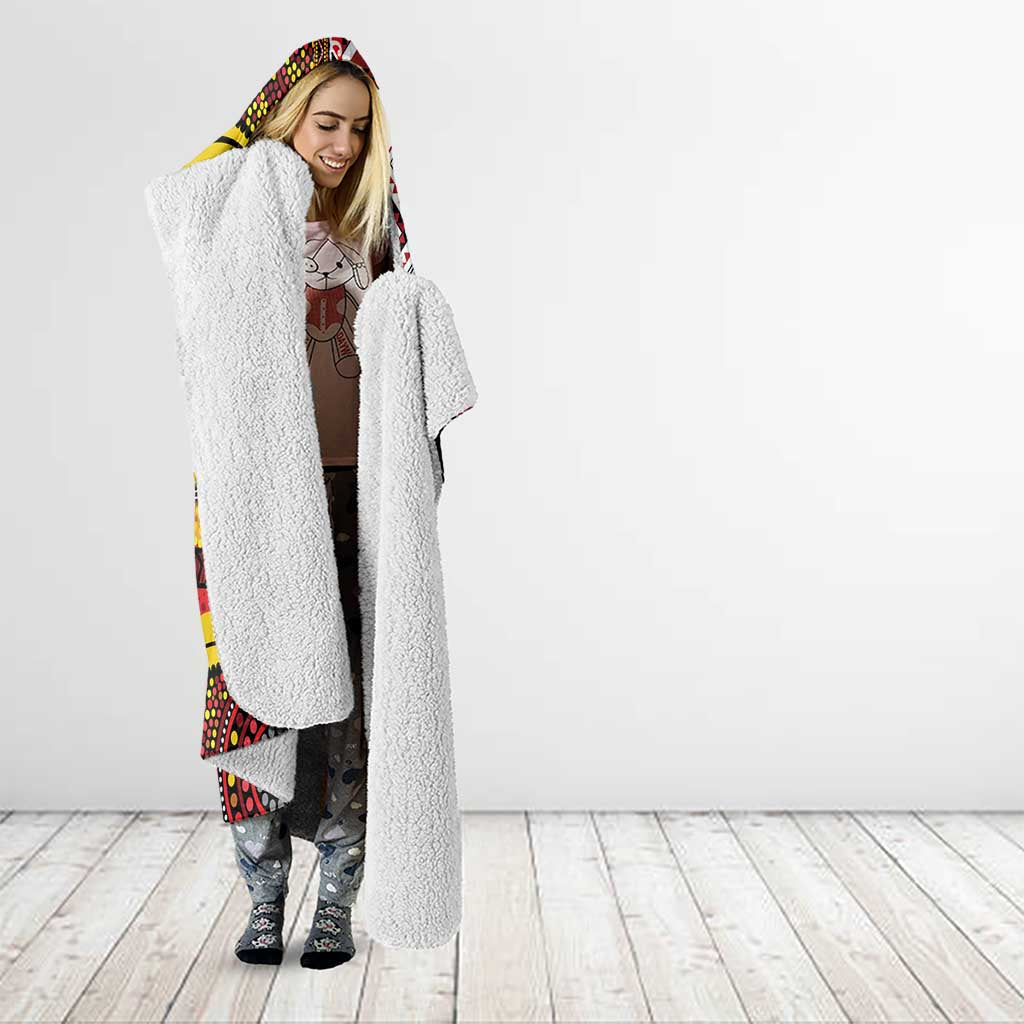 Personalised Aotearoa and Australia Together Hooded Blanket Koru and Kangaroo - Taniko with Aboriginal Motif