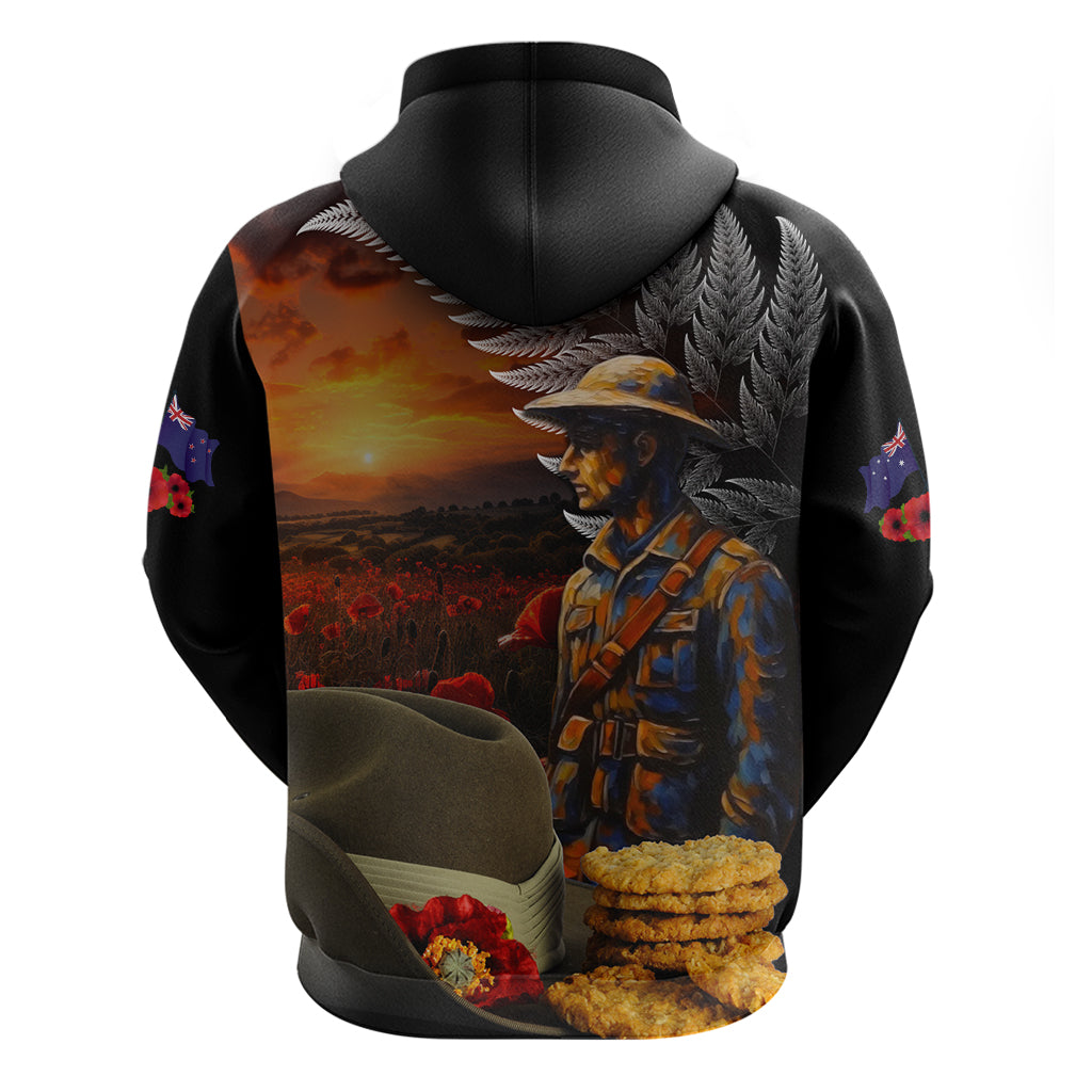 Slouch Hat and Biscuits ANZAC Hoodie with Soldier Silver Fern - Vibe Hoodie Shop