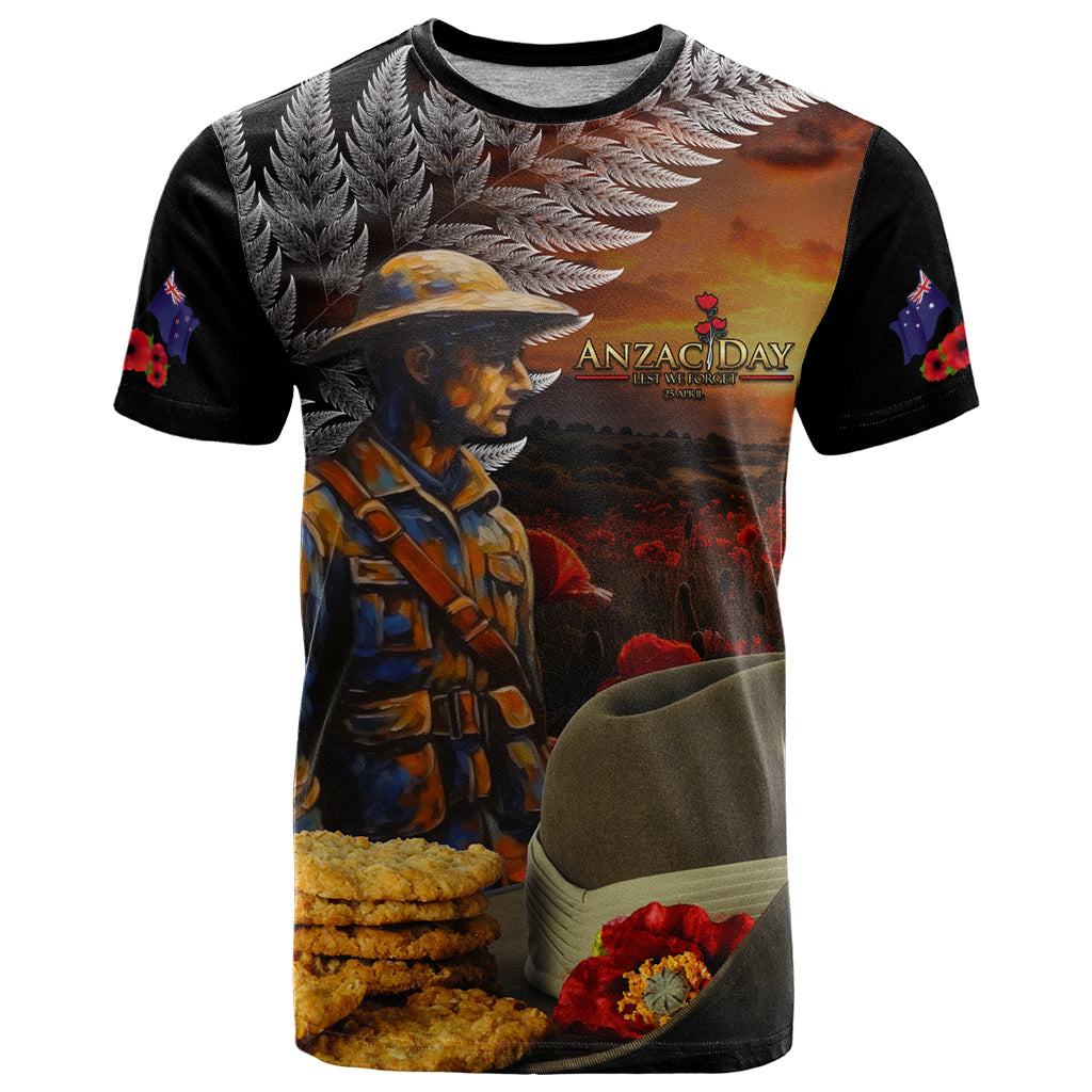 Slouch Hat and Biscuits ANZAC T Shirt with Soldier Silver Fern - Vibe Hoodie Shop