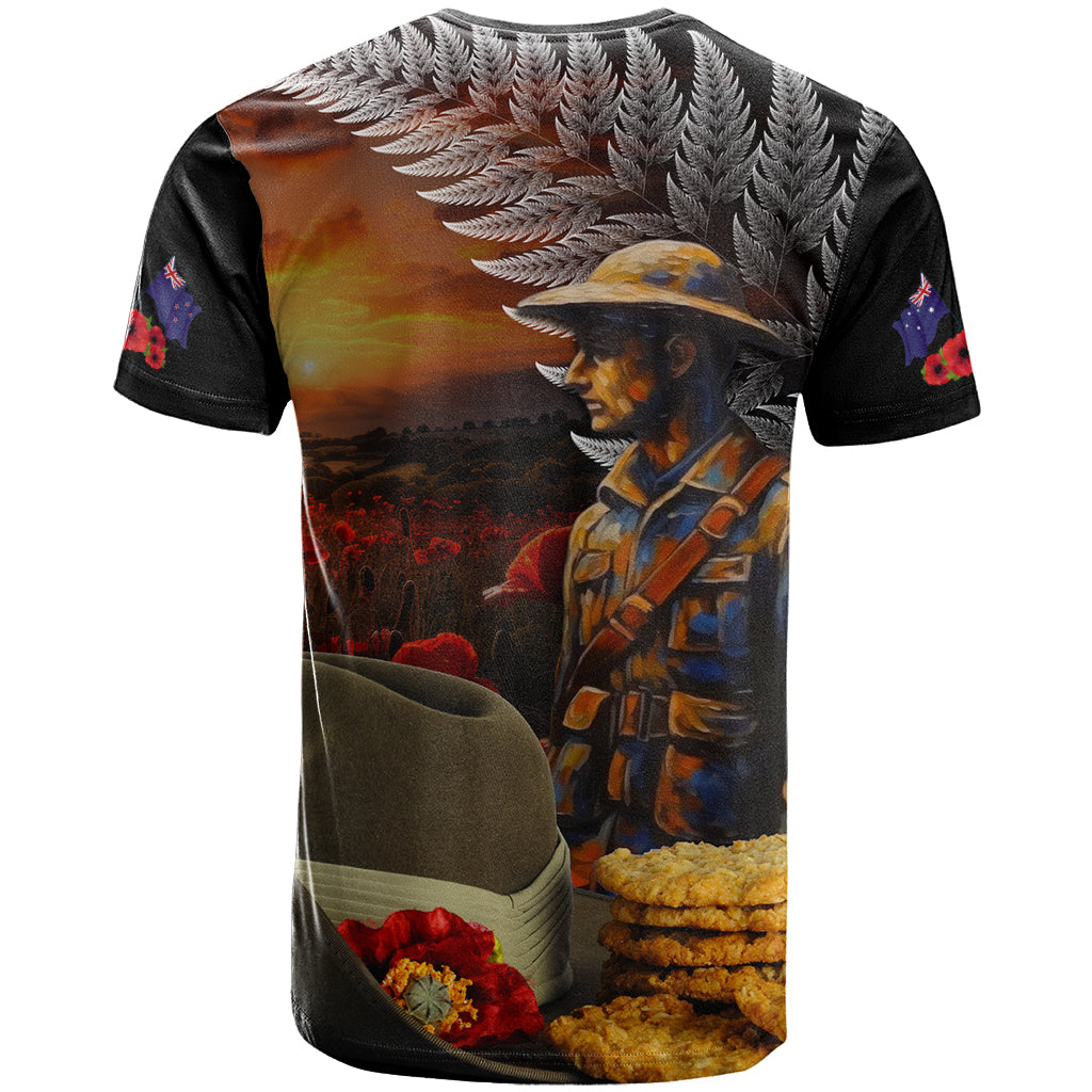 Slouch Hat and Biscuits ANZAC T Shirt with Soldier Silver Fern - Vibe Hoodie Shop