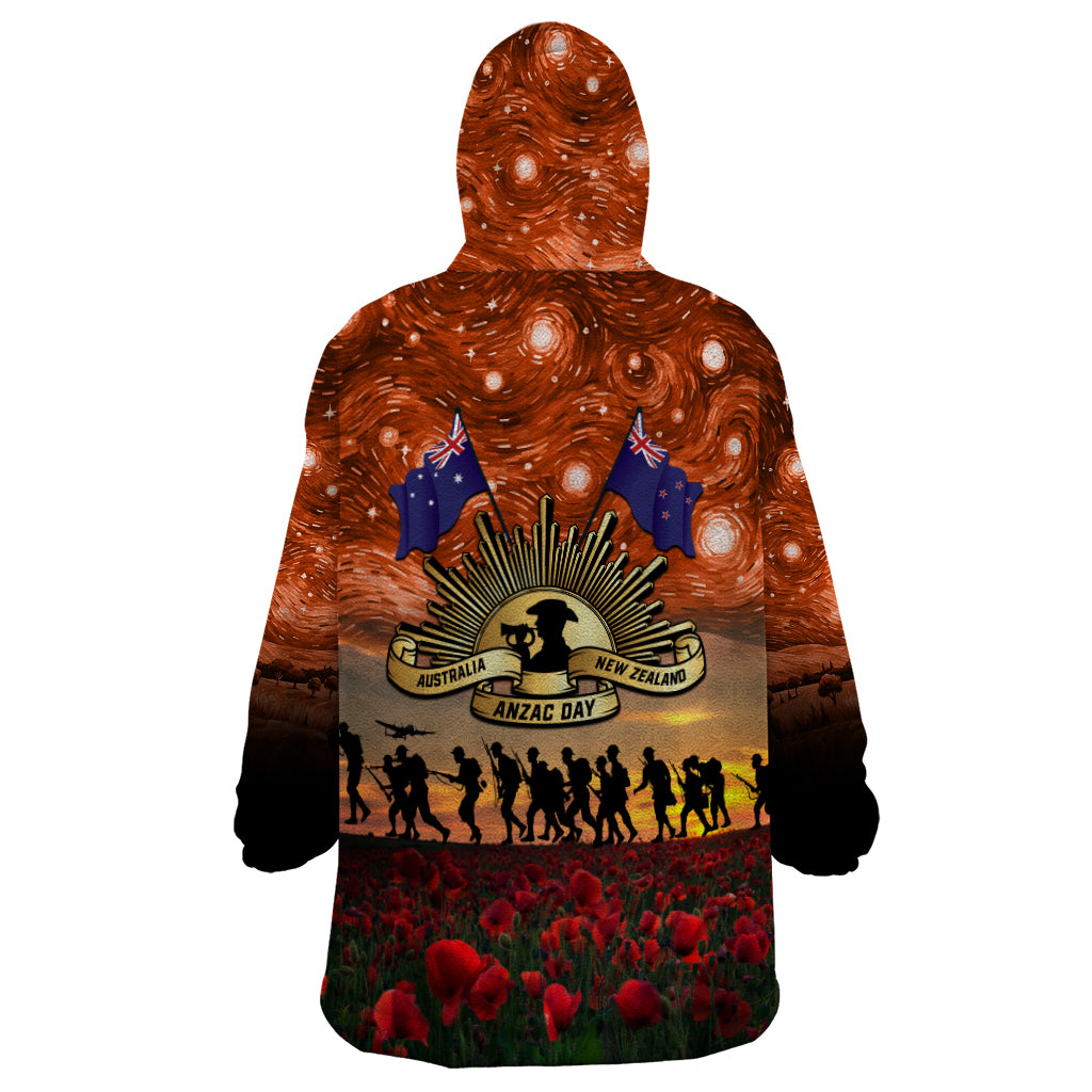 The Rising Sun Badge ANZAC Wearable Blanket Hoodie Last Post Field of Poppy Starry Night Style - Vibe Hoodie Shop