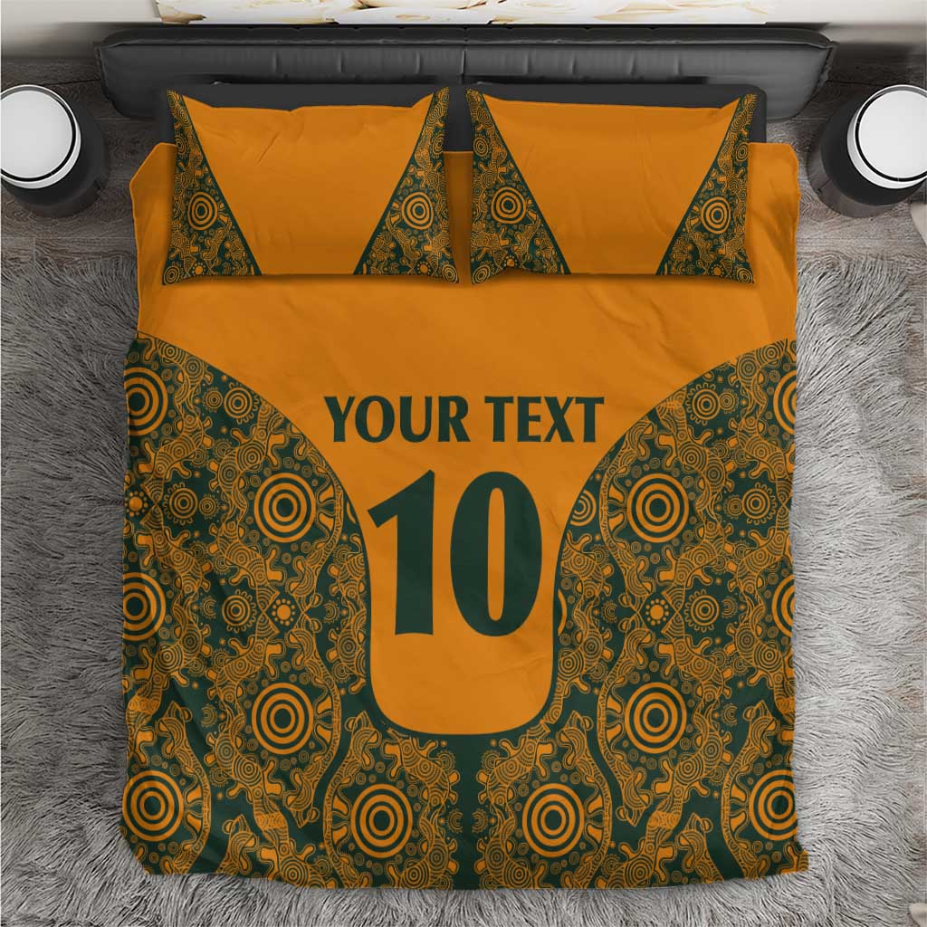 Custom Australia Rugby Championship 2024 Bedding Set Aboriginal Art Tattoo Pattern - Vibe Hoodie Shop