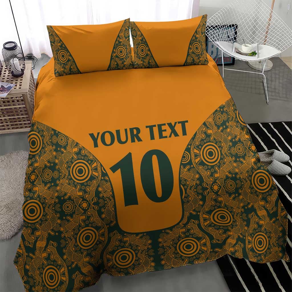 Custom Australia Rugby Championship 2024 Bedding Set Aboriginal Art Tattoo Pattern - Vibe Hoodie Shop