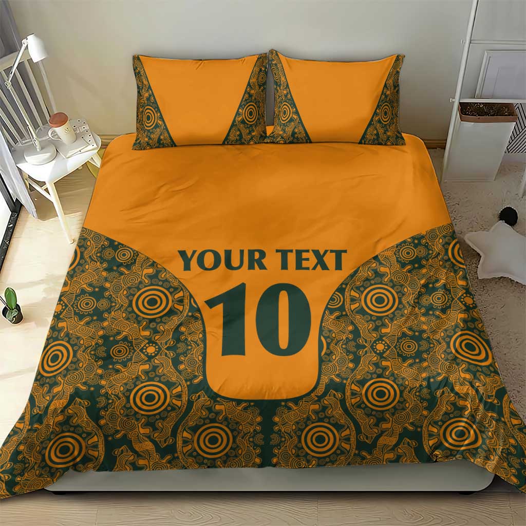 Custom Australia Rugby Championship 2024 Bedding Set Aboriginal Art Tattoo Pattern - Vibe Hoodie Shop