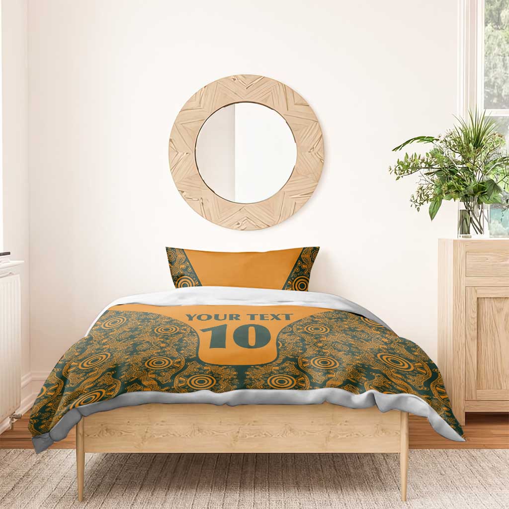 Custom Australia Rugby Championship 2024 Bedding Set Aboriginal Art Tattoo Pattern - Vibe Hoodie Shop