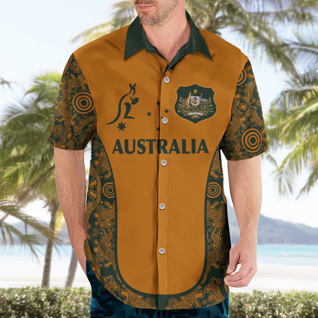 Custom Australia Rugby Championship 2024 Hawaiian Shirt Aboriginal Art Tattoo Pattern - Vibe Hoodie Shop