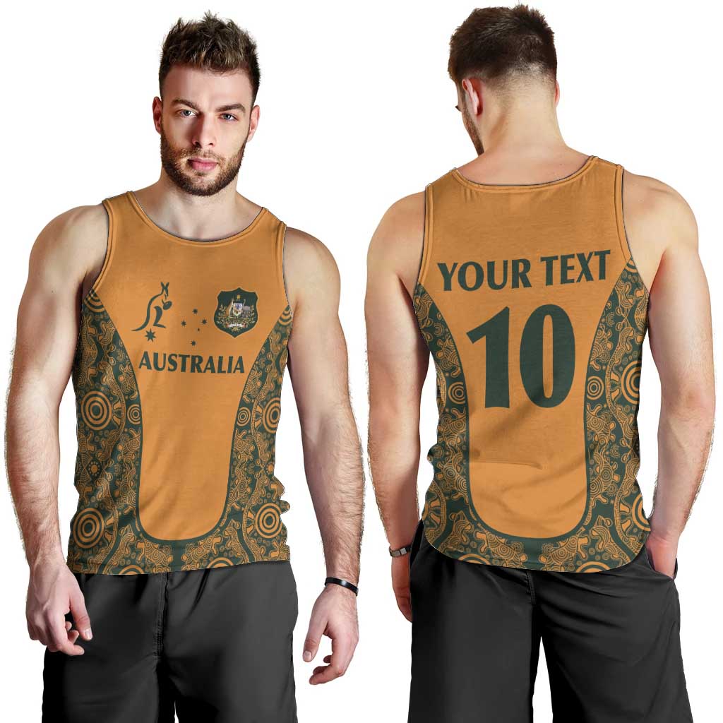 Custom Australia Rugby Championship 2024 Men Tank Top Aboriginal Art Tattoo Pattern - Vibe Hoodie Shop