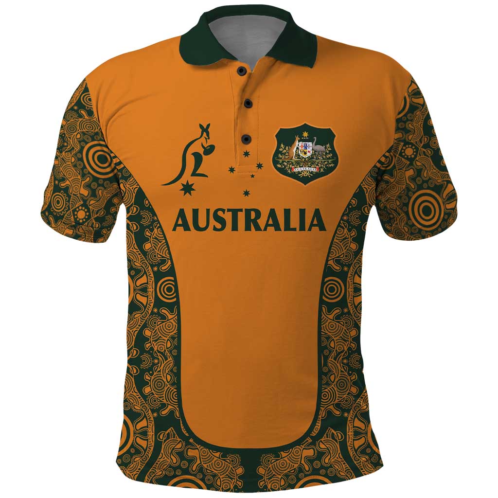 Custom Australia Rugby Championship 2024 Polo Shirt Aboriginal Art Tattoo Pattern - Vibe Hoodie Shop