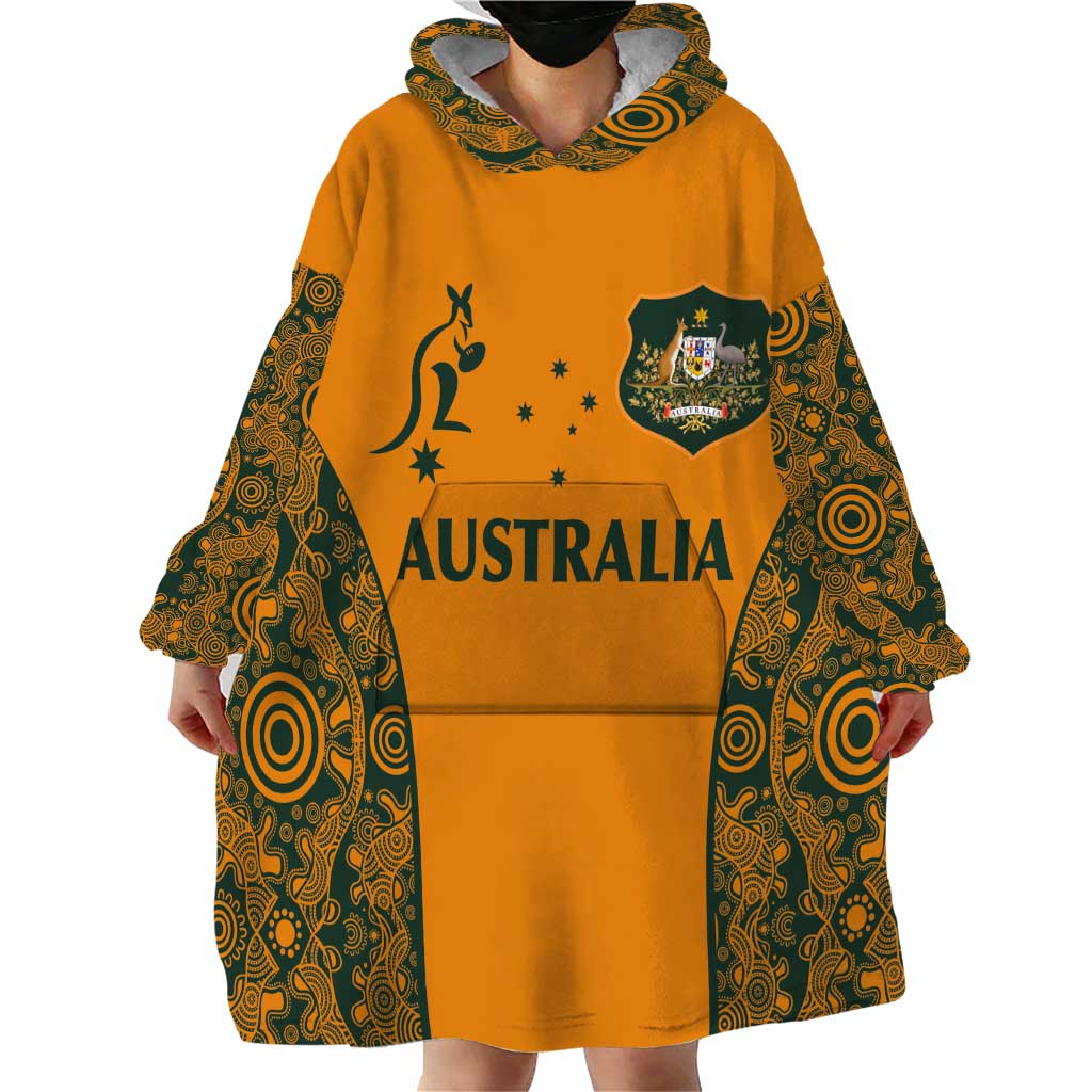 Custom Australia Rugby Championship 2024 Wearable Blanket Hoodie Aboriginal Art Tattoo Pattern - Vibe Hoodie Shop