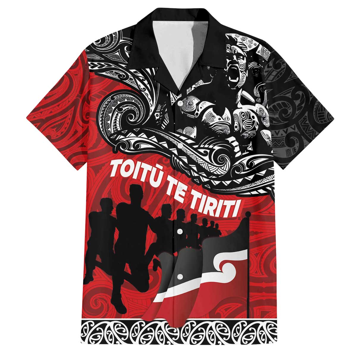 Aotearoa Toitu Te Tiriti Family Matching Off The Shoulder Long Sleeve Dress and Hawaiian Shirt Honoring Te Tiriti o Waitangi Maori Haka