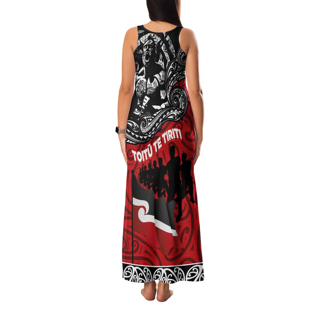 Aotearoa Toitu Te Tiriti Family Matching Tank Maxi Dress and Hawaiian Shirt Honoring Te Tiriti o Waitangi Maori Haka