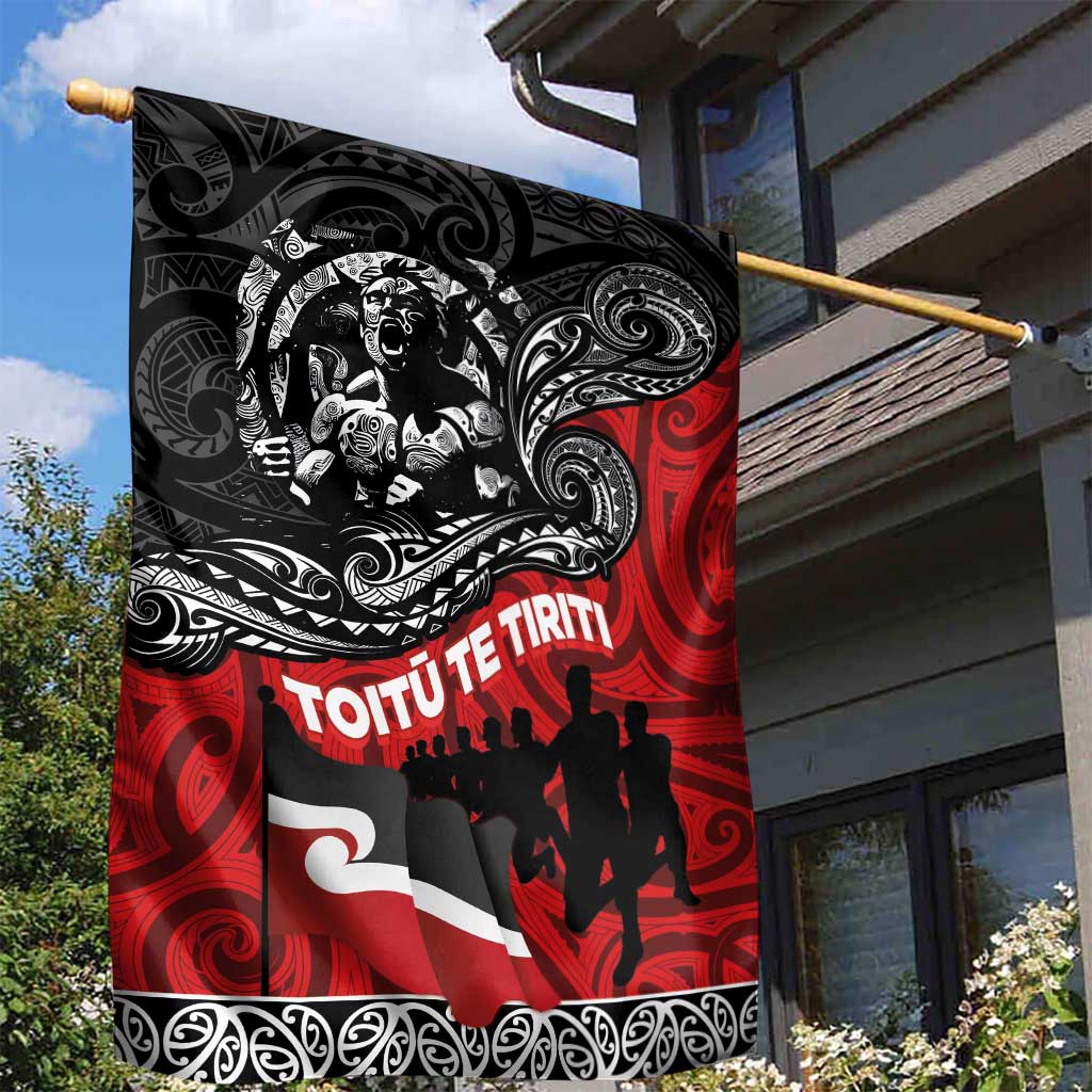 Aotearoa Toitu Te Tiriti Garden Flag Honoring Te Tiriti o Waitangi Maori Haka - Vibe Hoodie Shop