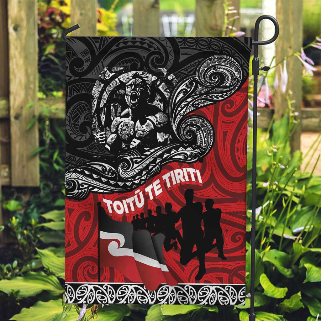 Aotearoa Toitu Te Tiriti Garden Flag Honoring Te Tiriti o Waitangi Maori Haka - Vibe Hoodie Shop