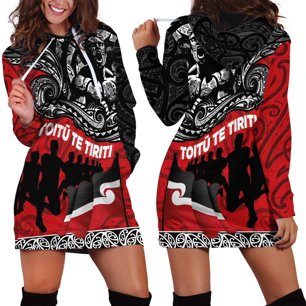 Aotearoa Toitu Te Tiriti Hoodie Dress Honoring Te Tiriti o Waitangi Maori Haka - Vibe Hoodie Shop