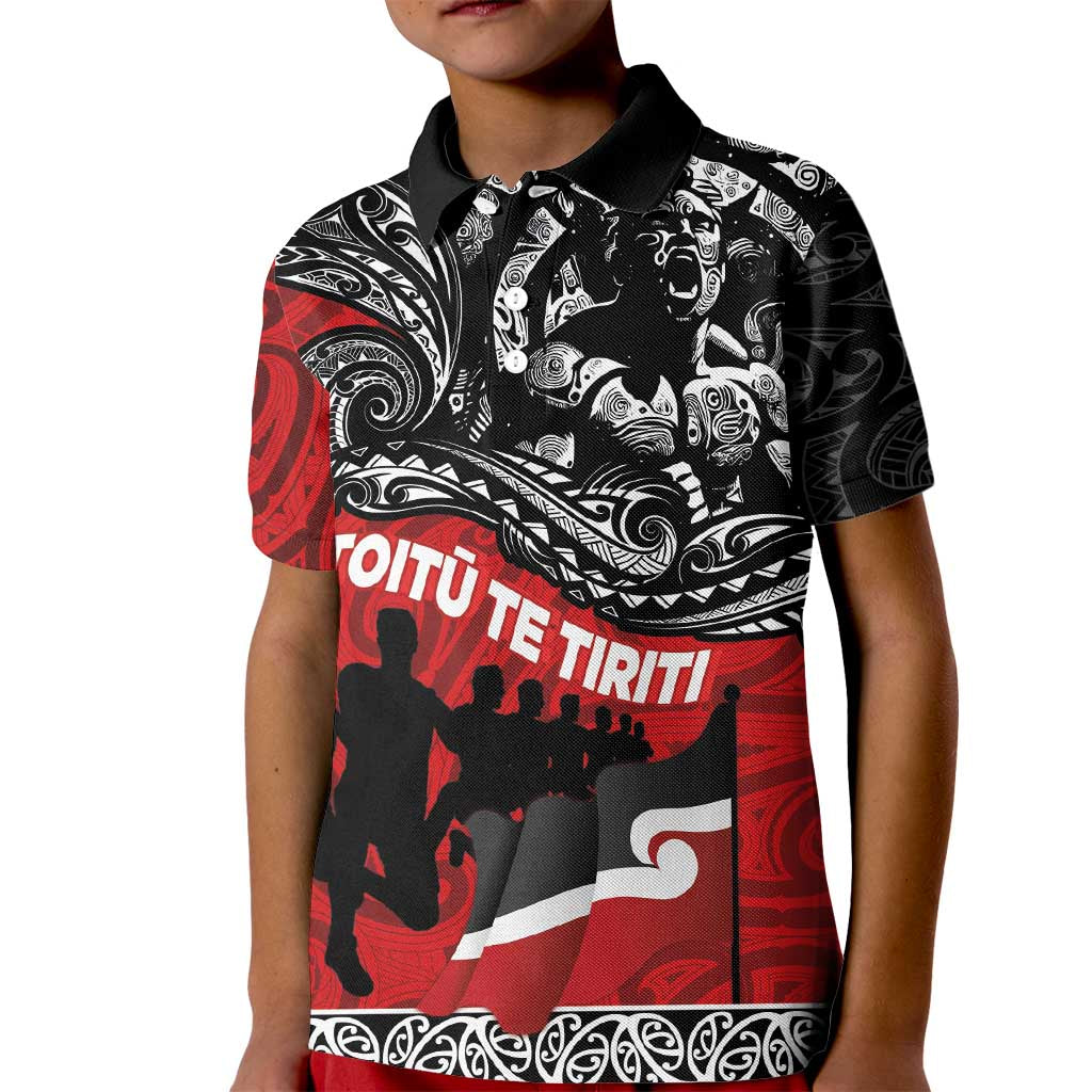 Aotearoa Toitu Te Tiriti Kid Polo Shirt Honoring Te Tiriti o Waitangi Maori Haka - Vibe Hoodie Shop