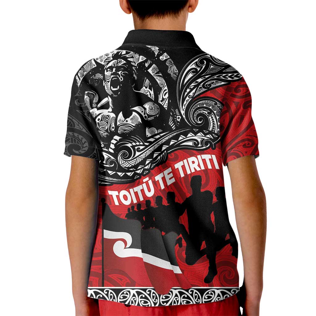 Aotearoa Toitu Te Tiriti Kid Polo Shirt Honoring Te Tiriti o Waitangi Maori Haka - Vibe Hoodie Shop