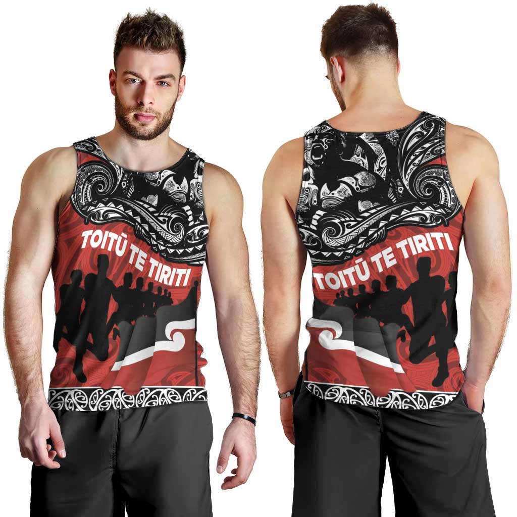 Aotearoa Toitu Te Tiriti Men Tank Top Honoring Te Tiriti o Waitangi Maori Haka - Vibe Hoodie Shop