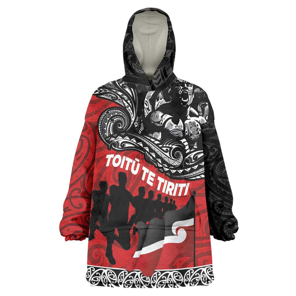 Aotearoa Toitu Te Tiriti Wearable Blanket Hoodie Honoring Te Tiriti o Waitangi Maori Haka - Vibe Hoodie Shop