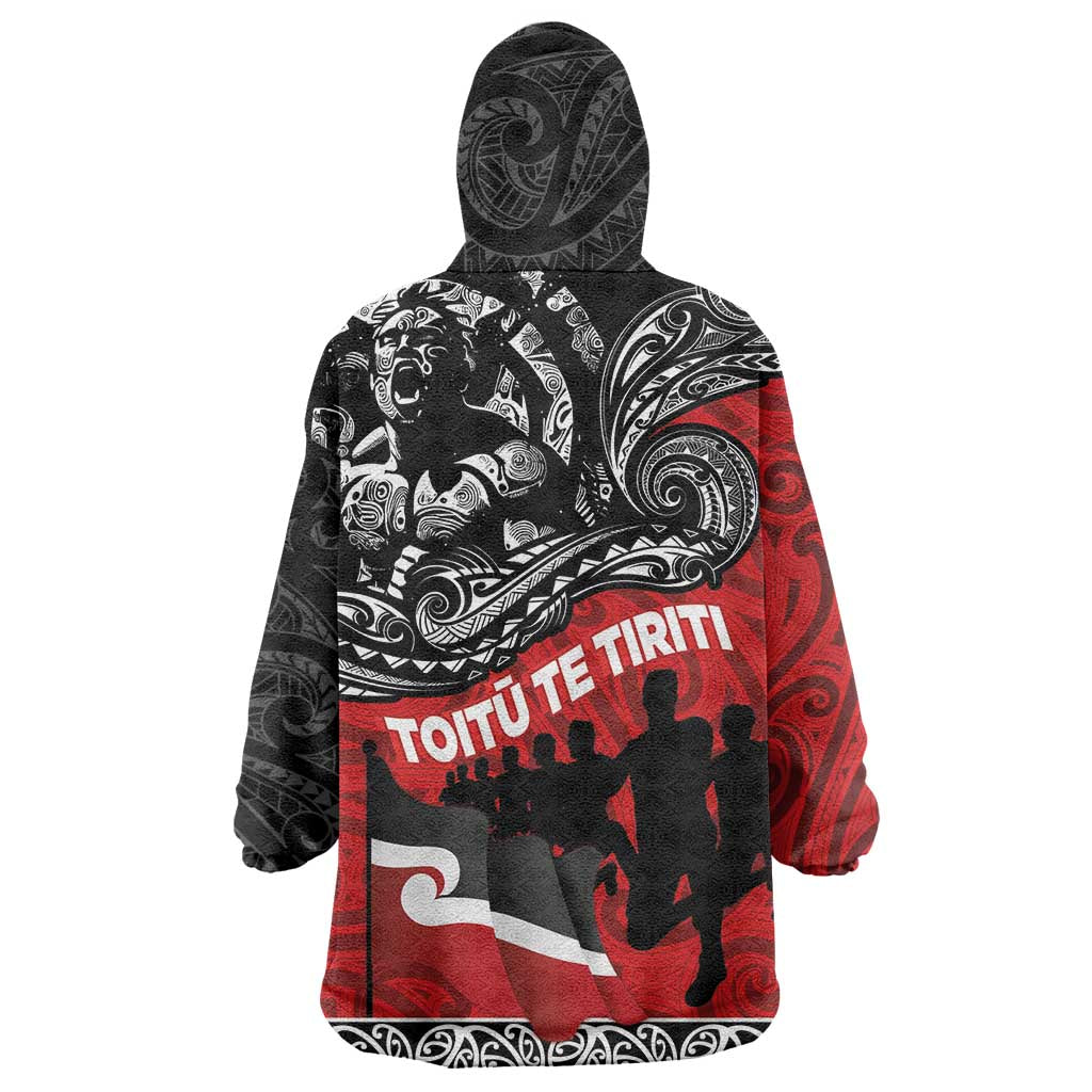 Aotearoa Toitu Te Tiriti Wearable Blanket Hoodie Honoring Te Tiriti o Waitangi Maori Haka - Vibe Hoodie Shop