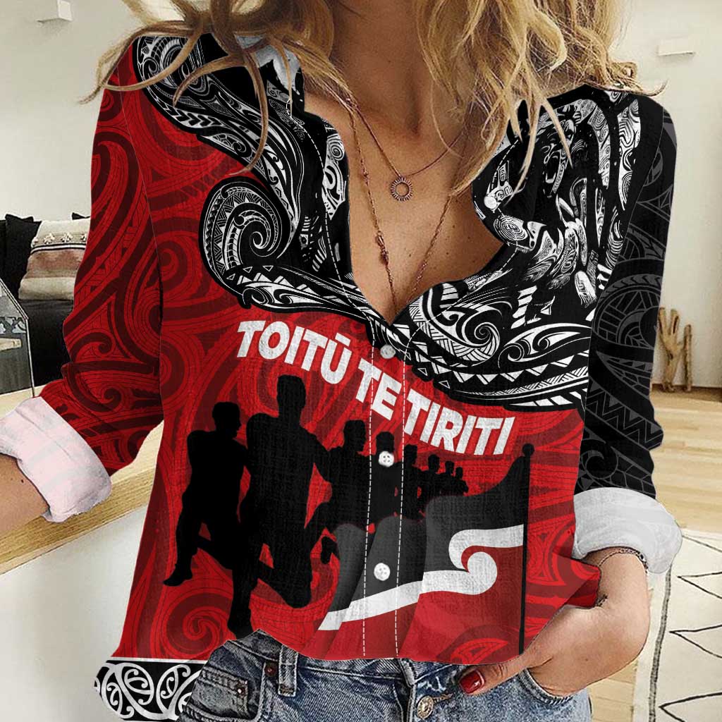 Aotearoa Toitu Te Tiriti Women Casual Shirt Honoring Te Tiriti o Waitangi Maori Haka - Vibe Hoodie Shop