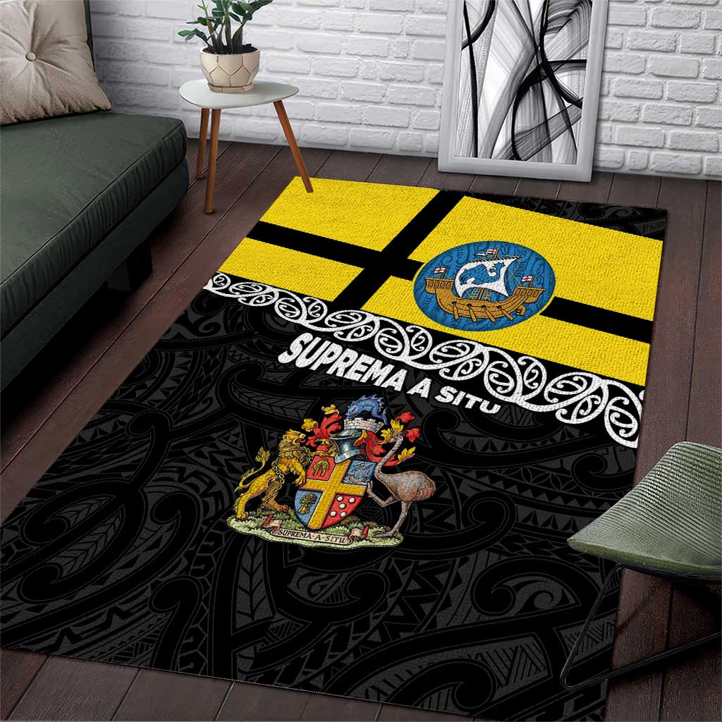 New Zealand Wellington Area Rug The Capital's Emblems Flag and Koru Art - Vibe Hoodie Shop