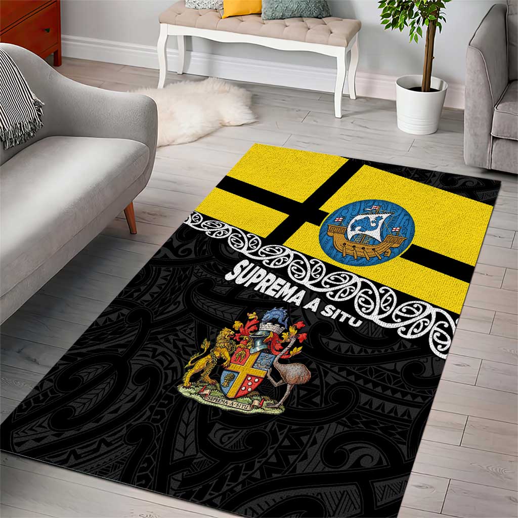 New Zealand Wellington Area Rug The Capital's Emblems Flag and Koru Art - Vibe Hoodie Shop