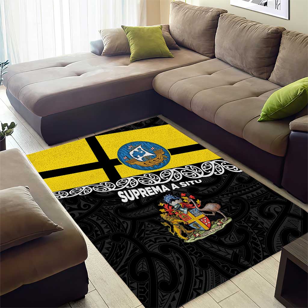 New Zealand Wellington Area Rug The Capital's Emblems Flag and Koru Art - Vibe Hoodie Shop