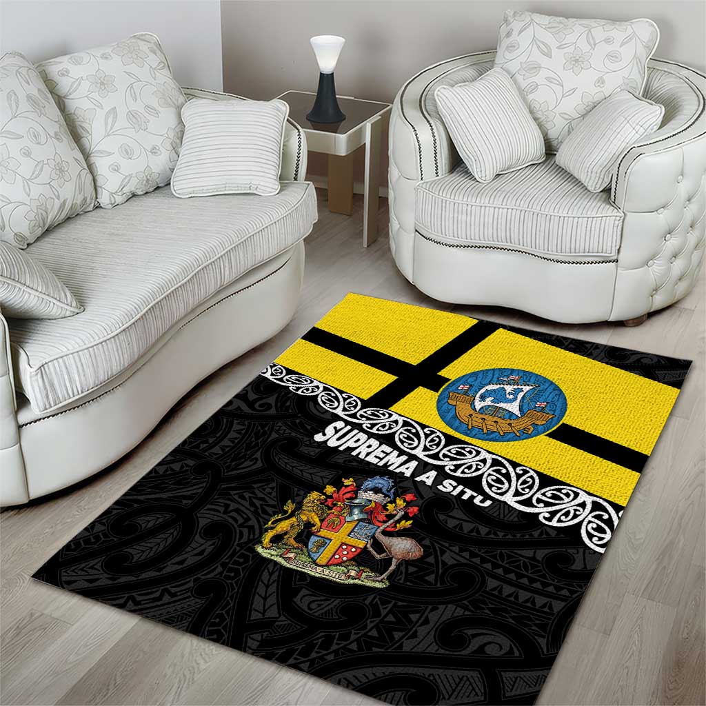 New Zealand Wellington Area Rug The Capital's Emblems Flag and Koru Art - Vibe Hoodie Shop