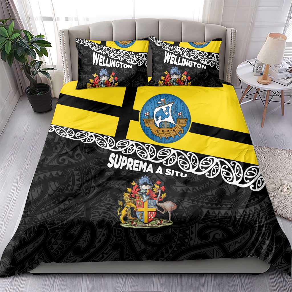 New Zealand Wellington Bedding Set The Capital's Emblems Flag and Koru Art - Vibe Hoodie Shop