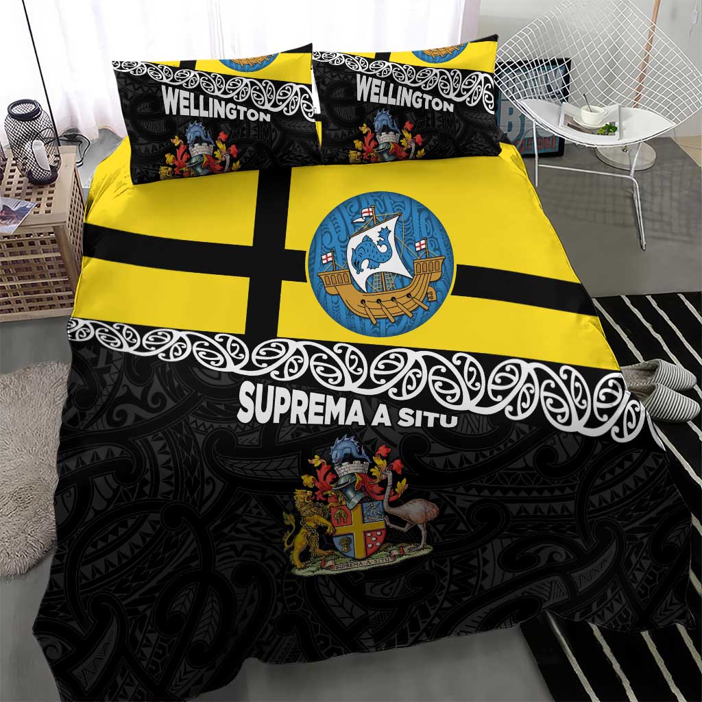 New Zealand Wellington Bedding Set The Capital's Emblems Flag and Koru Art - Vibe Hoodie Shop