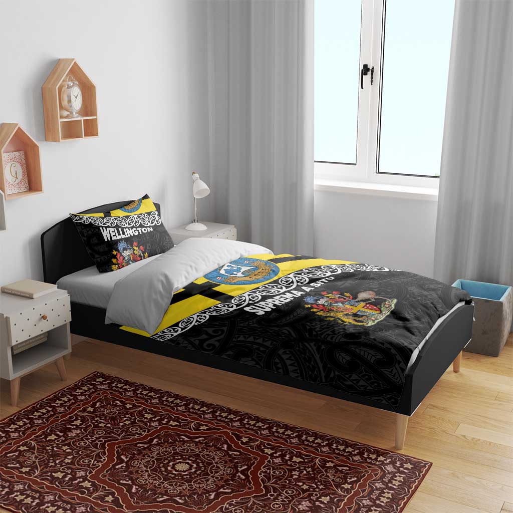 New Zealand Wellington Bedding Set The Capital's Emblems Flag and Koru Art - Vibe Hoodie Shop