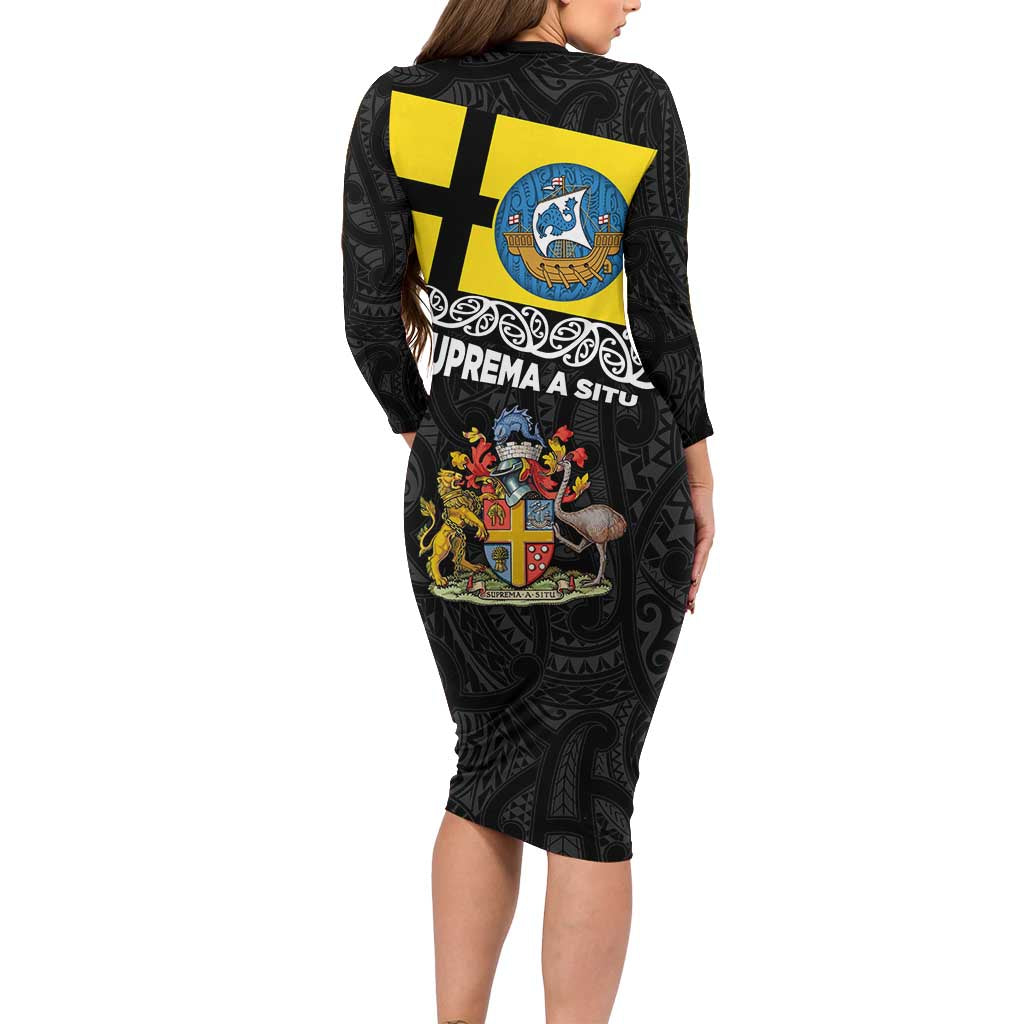 New Zealand Wellington Family Matching Long Sleeve Bodycon Dress and Hawaiian Shirt The Capital's Emblems Flag and Koru Art