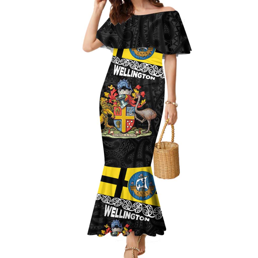 New Zealand Wellington Family Matching Mermaid Dress and Hawaiian Shirt The Capital's Emblems Flag and Koru Art