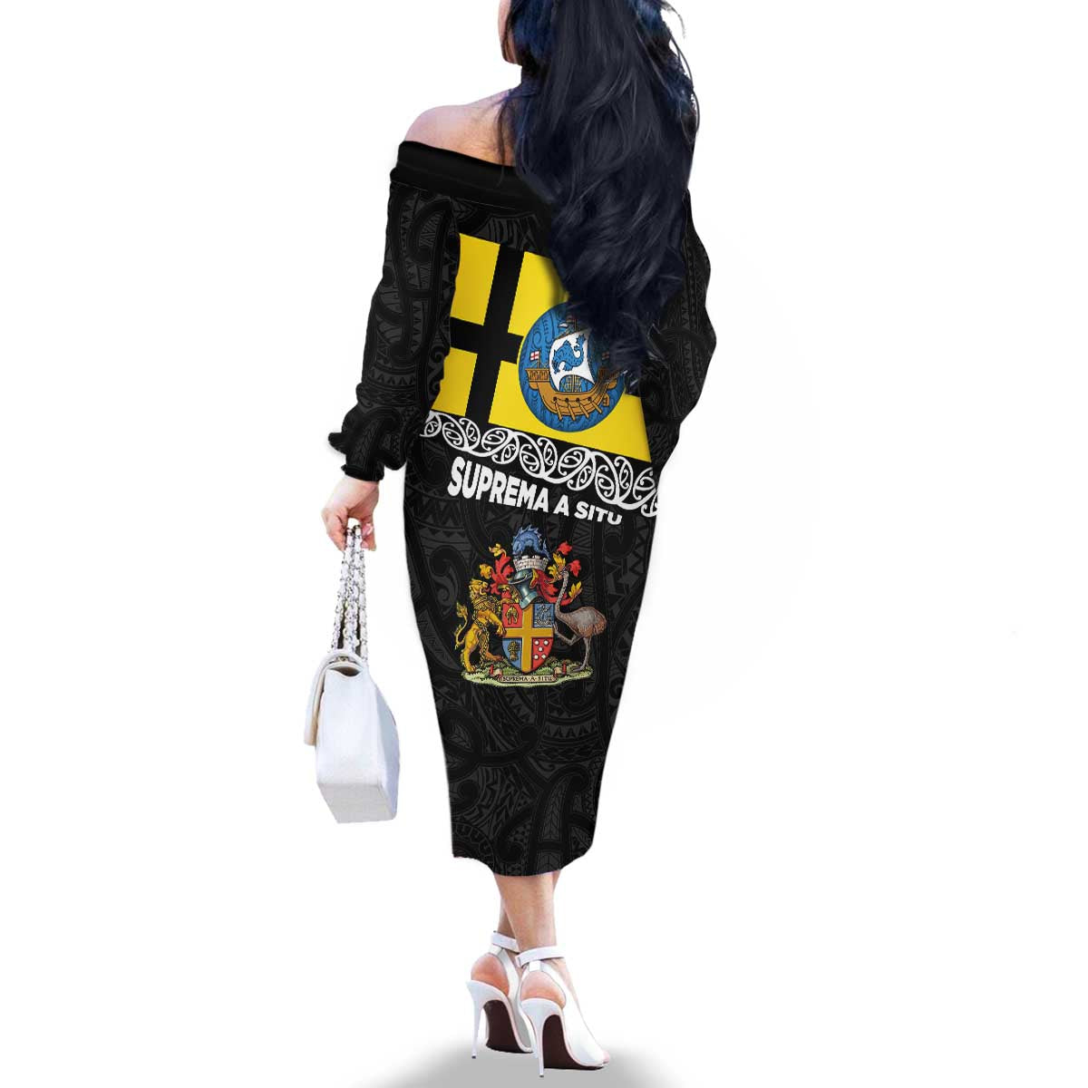 New Zealand Wellington Family Matching Off The Shoulder Long Sleeve Dress and Hawaiian Shirt The Capital's Emblems Flag and Koru Art