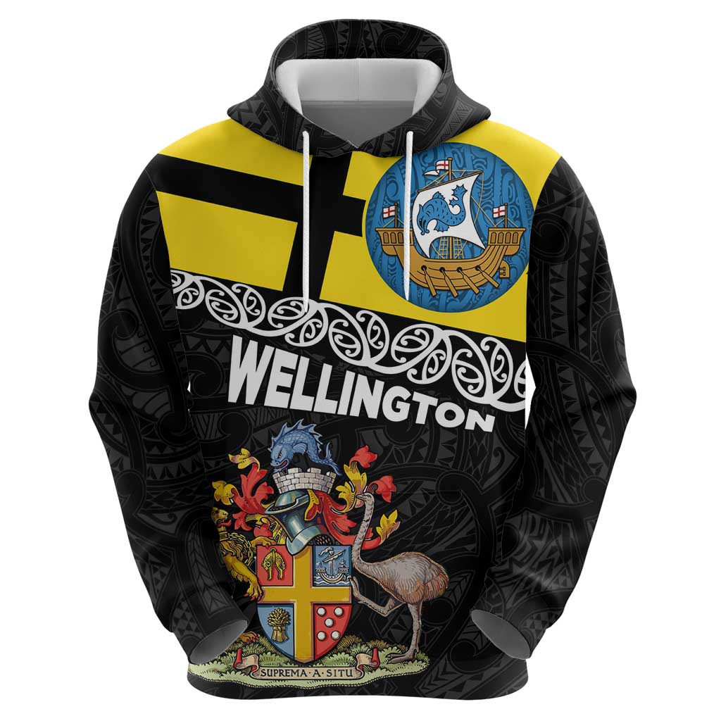 New Zealand Wellington Hoodie The Capital's Emblems Flag and Koru Art - Vibe Hoodie Shop