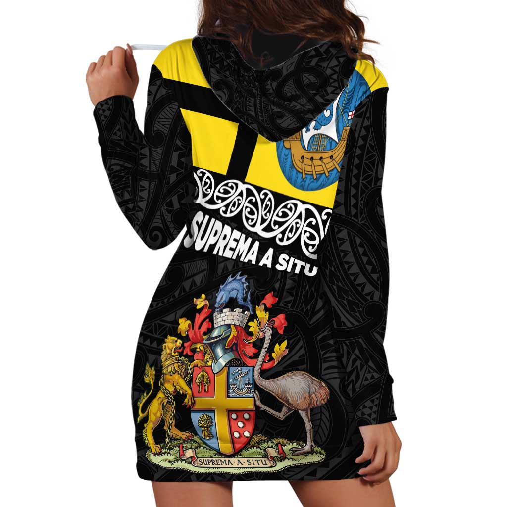 New Zealand Wellington Hoodie Dress The Capital's Emblems Flag and Koru Art - Vibe Hoodie Shop