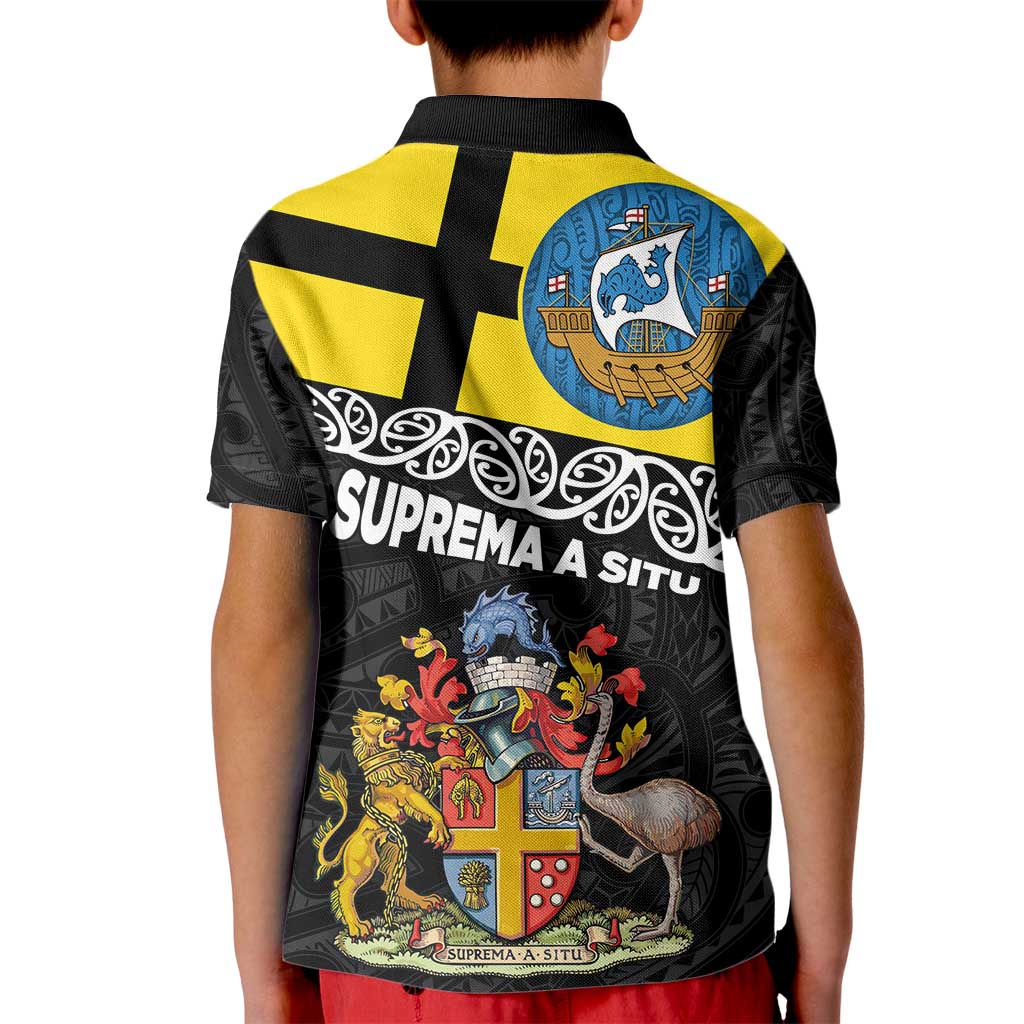 New Zealand Wellington Kid Polo Shirt The Capital's Emblems Flag and Koru Art - Vibe Hoodie Shop