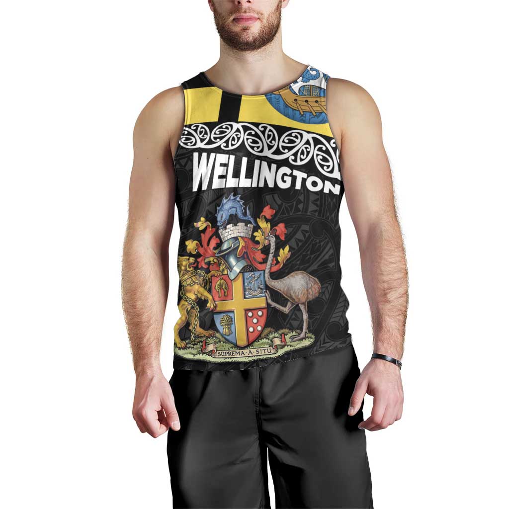 New Zealand Wellington Men Tank Top The Capital's Emblems Flag and Koru Art - Vibe Hoodie Shop