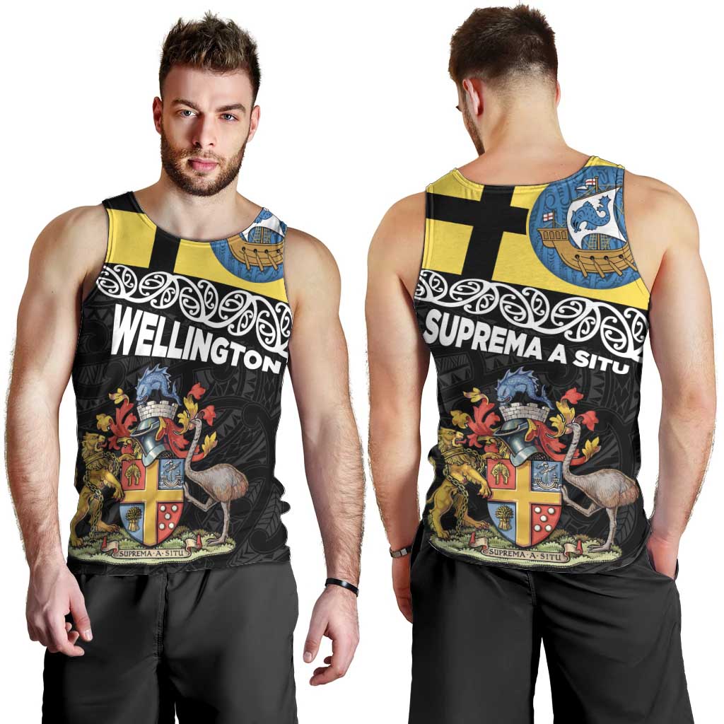 New Zealand Wellington Men Tank Top The Capital's Emblems Flag and Koru Art - Vibe Hoodie Shop