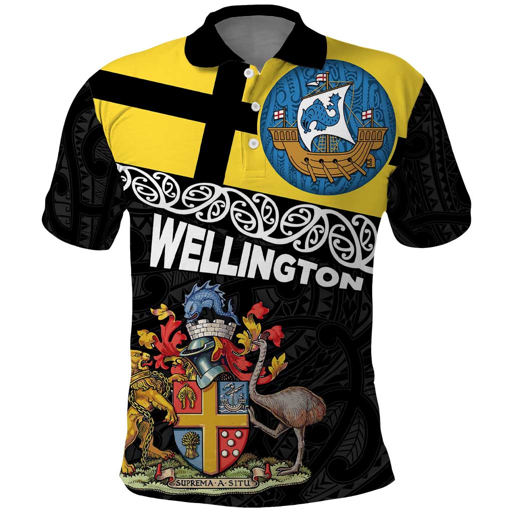 New Zealand Wellington Polo Shirt The Capital's Emblems Flag and Koru Art - Vibe Hoodie Shop