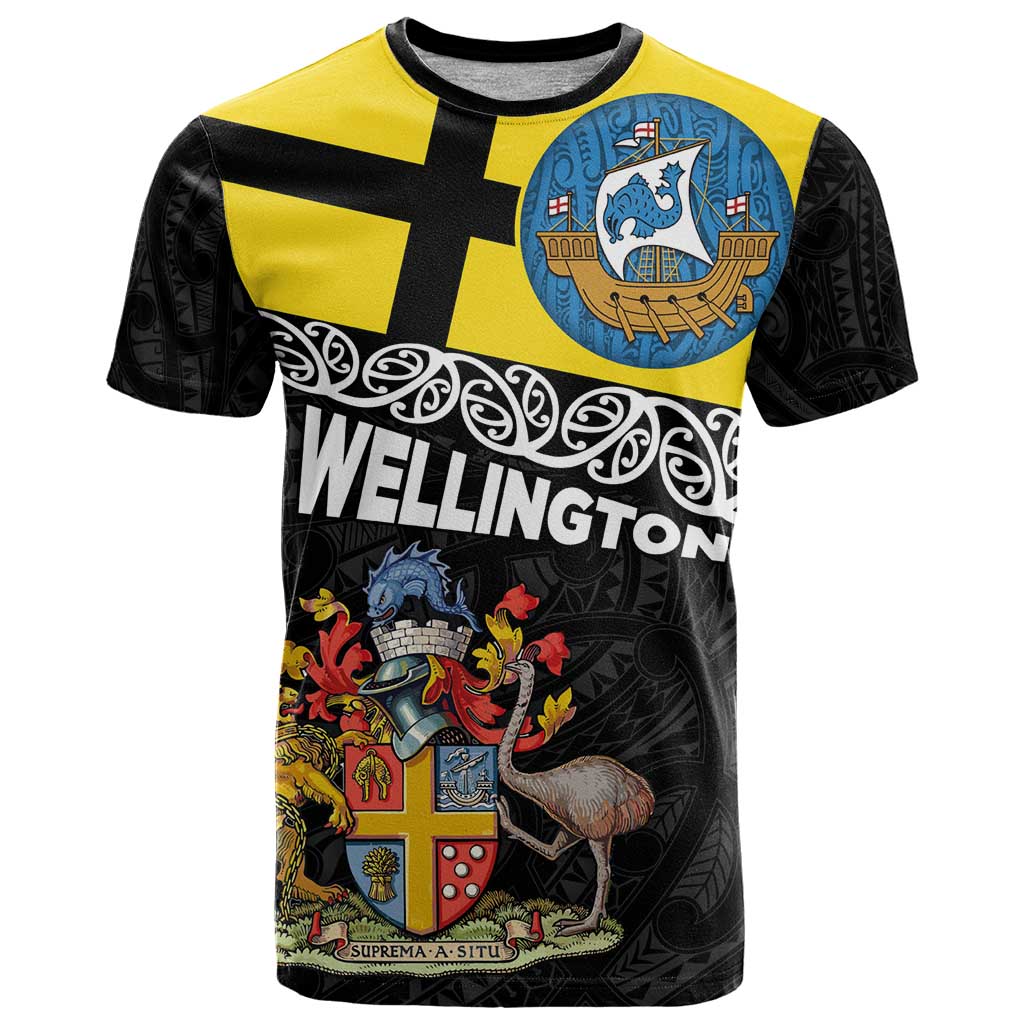 New Zealand Wellington T Shirt The Capital's Emblems Flag and Koru Art - Vibe Hoodie Shop