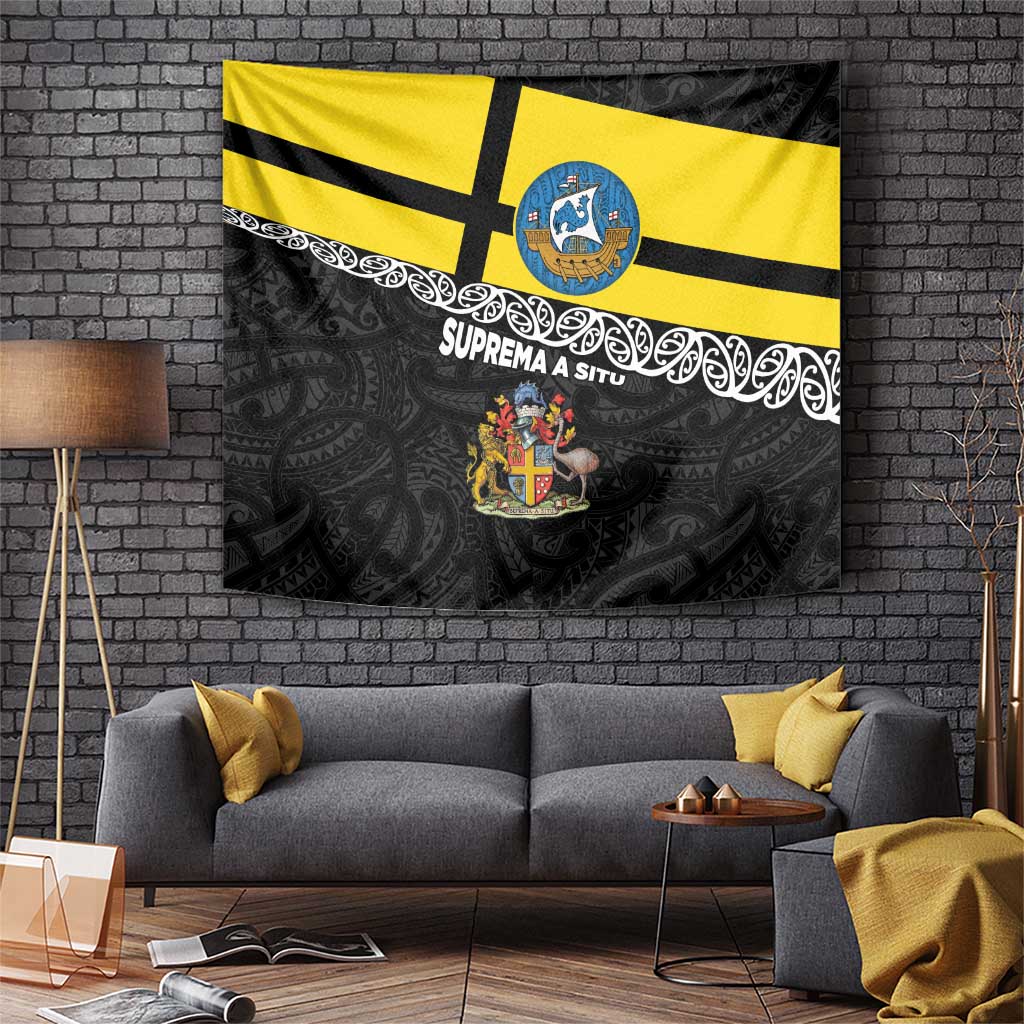 New Zealand Wellington Tapestry The Capital's Emblems Flag and Koru Art - Vibe Hoodie Shop