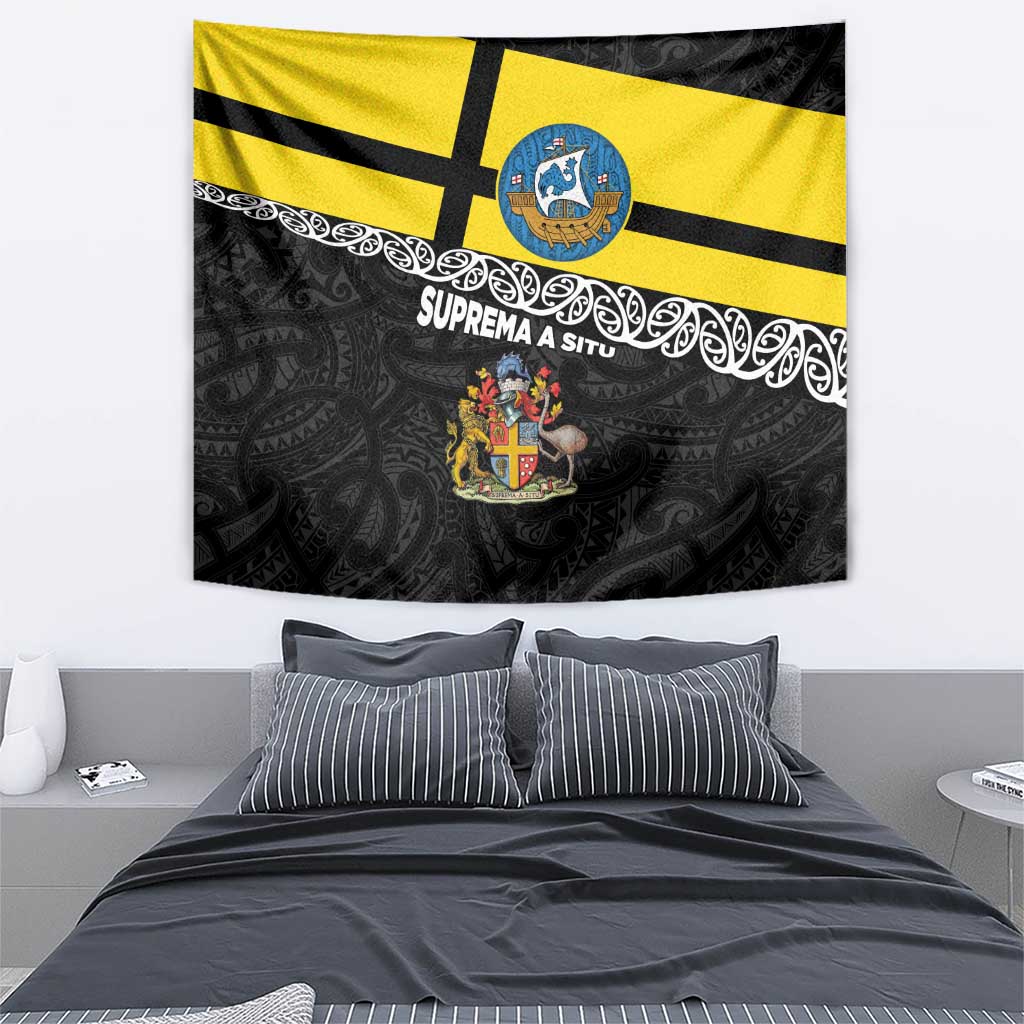 New Zealand Wellington Tapestry The Capital's Emblems Flag and Koru Art - Vibe Hoodie Shop