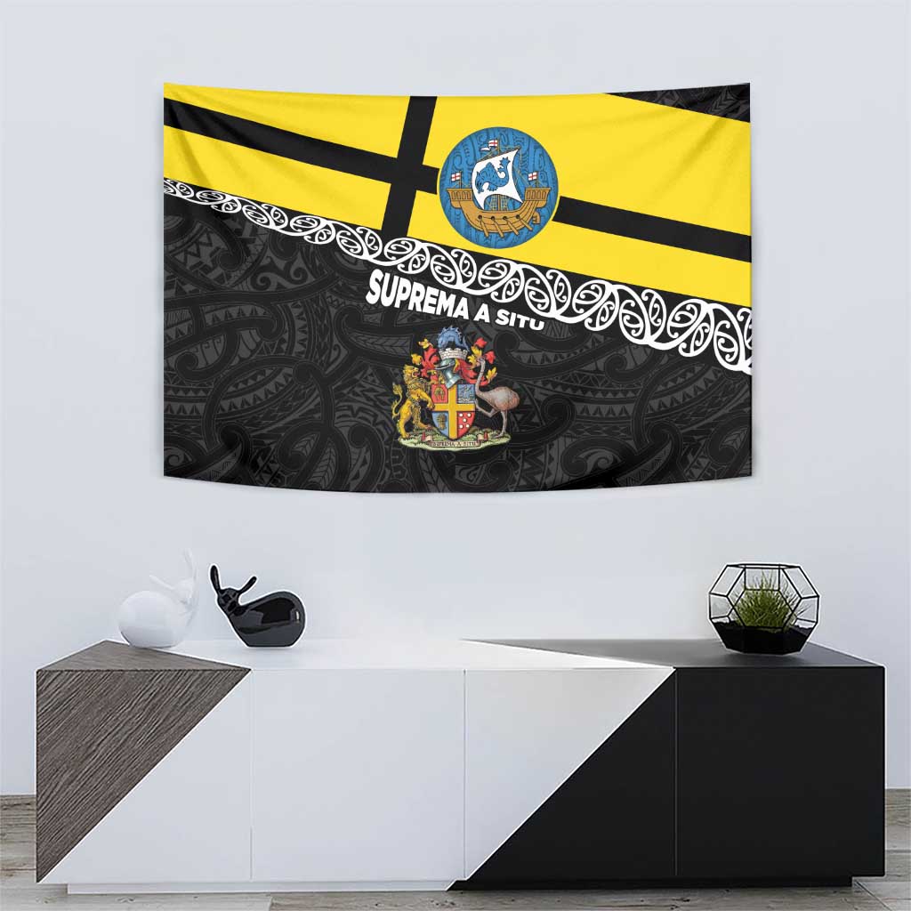 New Zealand Wellington Tapestry The Capital's Emblems Flag and Koru Art - Vibe Hoodie Shop