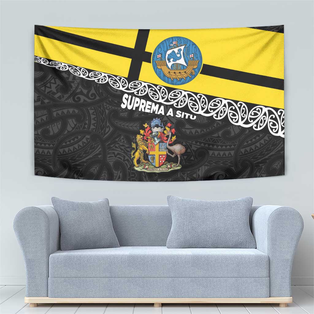 New Zealand Wellington Tapestry The Capital's Emblems Flag and Koru Art - Vibe Hoodie Shop