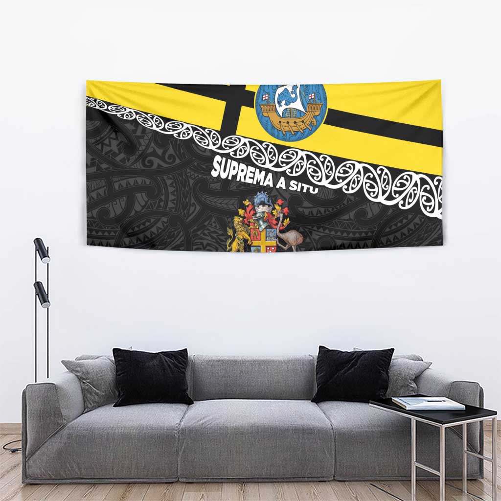 New Zealand Wellington Tapestry The Capital's Emblems Flag and Koru Art - Vibe Hoodie Shop