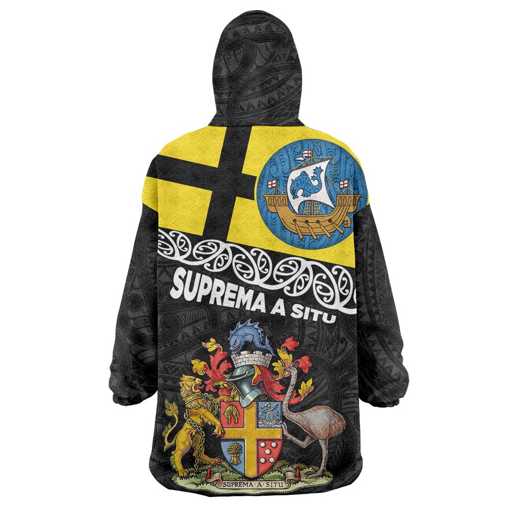 New Zealand Wellington Wearable Blanket Hoodie The Capital's Emblems Flag and Koru Art - Vibe Hoodie Shop