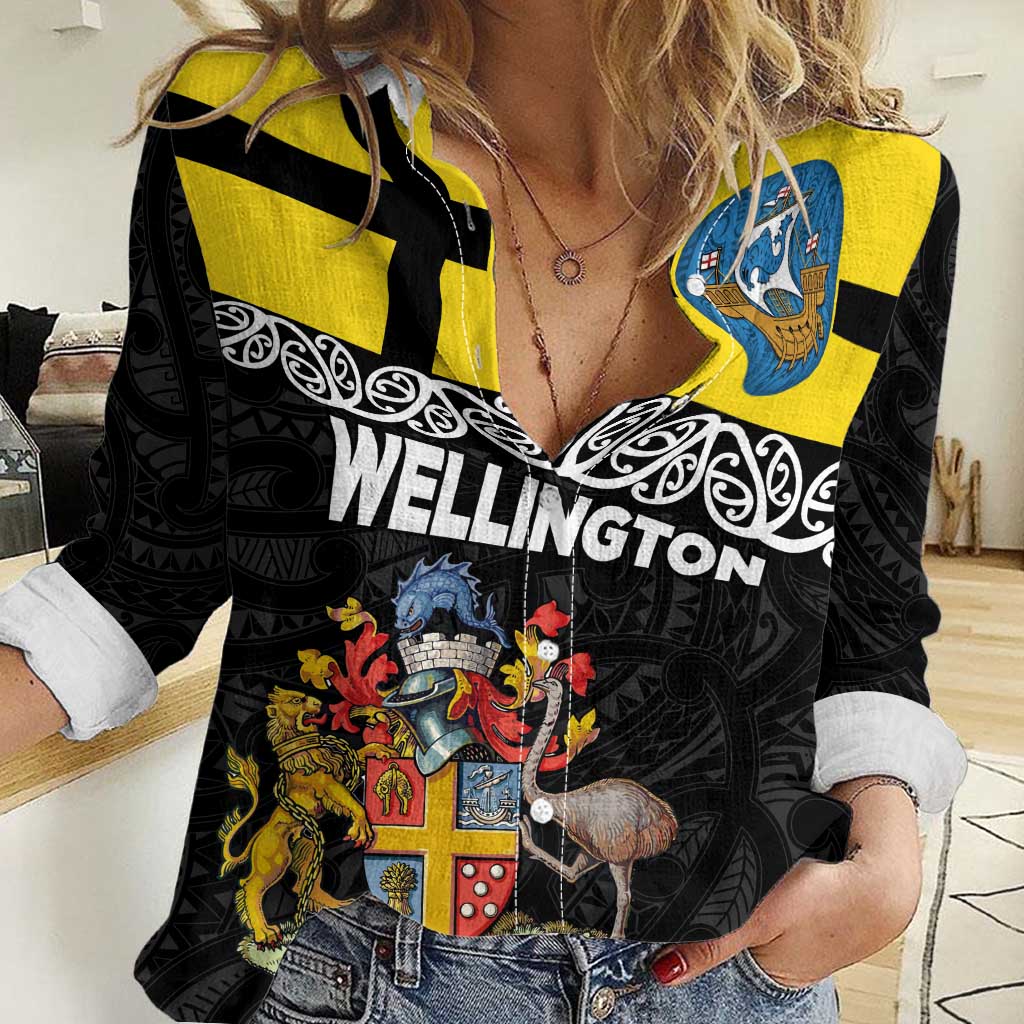 New Zealand Wellington Women Casual Shirt The Capital's Emblems Flag and Koru Art - Vibe Hoodie Shop