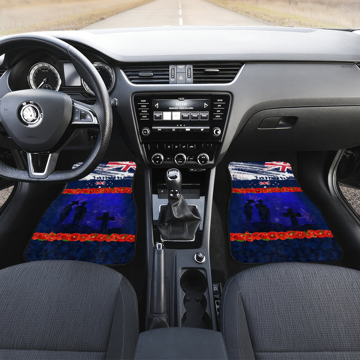 New Zealand and Australia ANZAC Day Car Mats Lest We Forget Red Poppy Flowers and Soldier