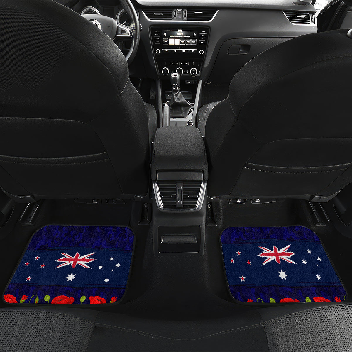 New Zealand and Australia ANZAC Day Car Mats Lest We Forget Red Poppy Flowers and Soldier